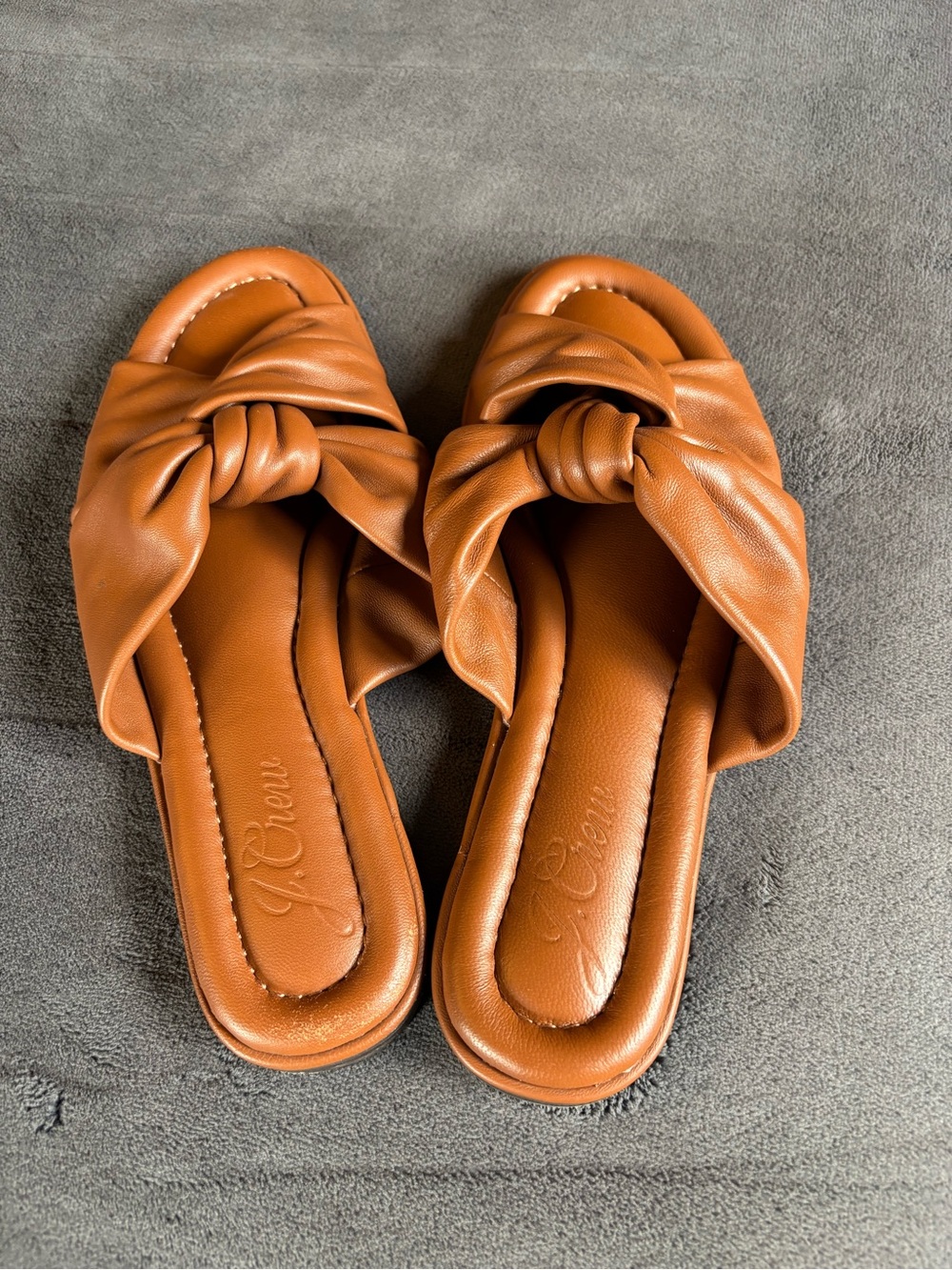 J Crew Menorca Padded Twist - Knot Sandals in Leather, Size 8.5